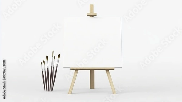 Fototapeta Creative art session home studio painting setup bright environment front view artistic expression