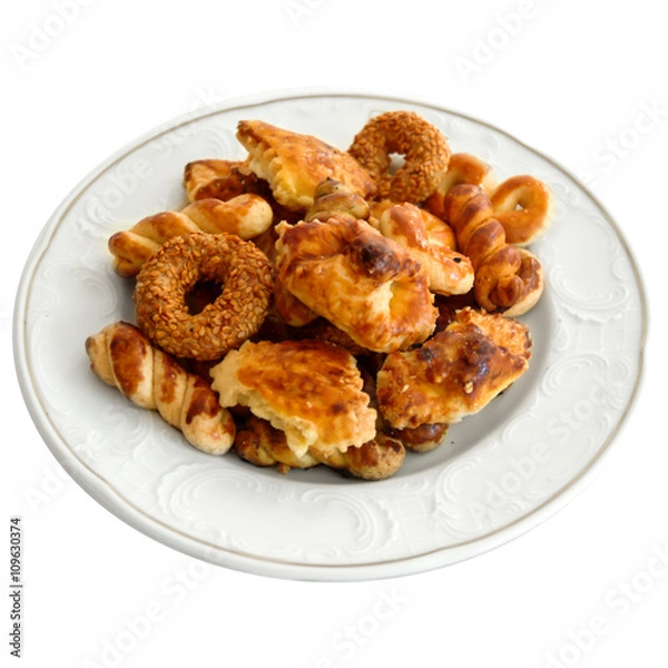 Obraz Cookies pretzels on a white background