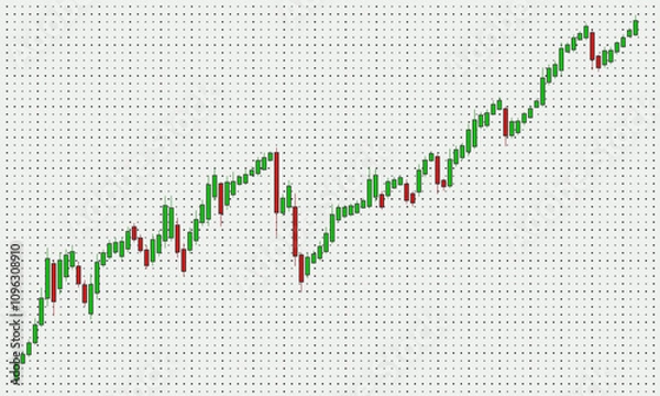 Obraz  chart of Japanese candles on a white background showing the growth of quotes