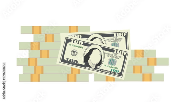 Obraz bundles of paper money in unopened Bank paper