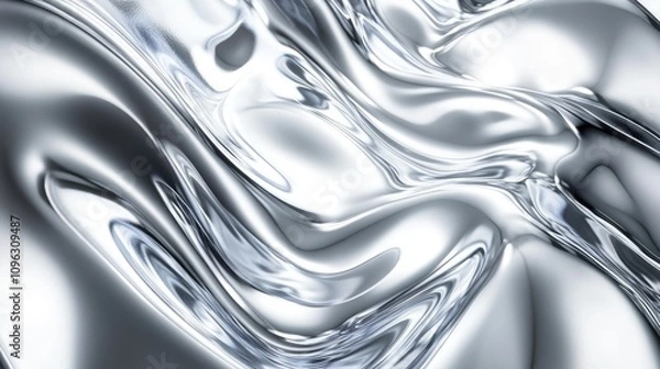 Fototapeta Shiny Silver Liquid Metal Surface with Flowing, Fluid Dynamics Highlighting Its Malleability and Reflective Properties