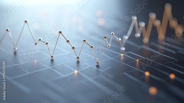 Fototapeta Minimalist 3D representation of a growth graph on white for scalability concepts
