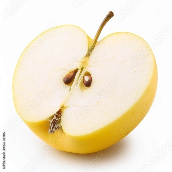 Fototapeta fresh yellow apple half isolated on white background with clipping path