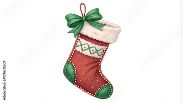 Obraz Christmas Stocking Isolated on White Background