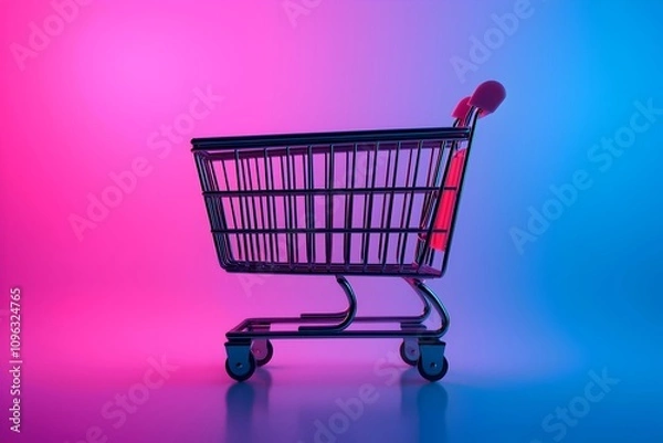 Fototapeta Colorful Shopping Cart on a Gradient Background