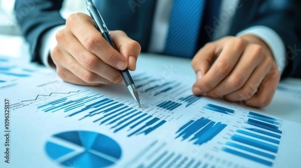 Fototapeta Business Analysts Reviewing Survey Results on Whiteboard