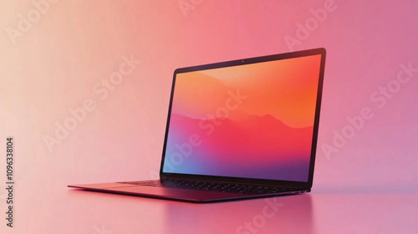 Obraz Laptop mock up with transparent screen isolated, AI Generative