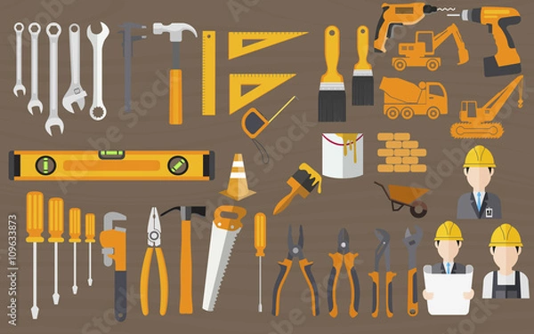 Fototapeta Construction engineering tools pack vector