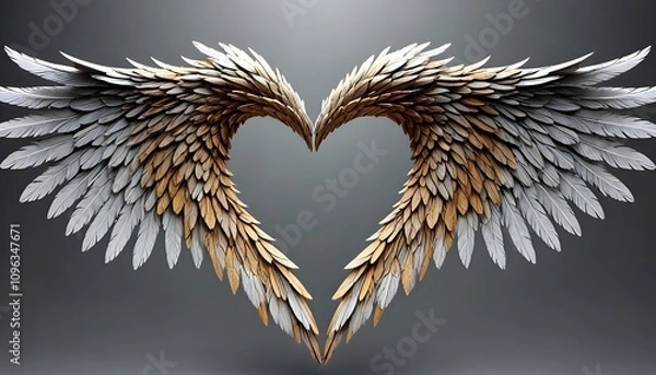Fototapeta Ultra-Realistic Heart Shape Formed by Angel Wings in Expansive View