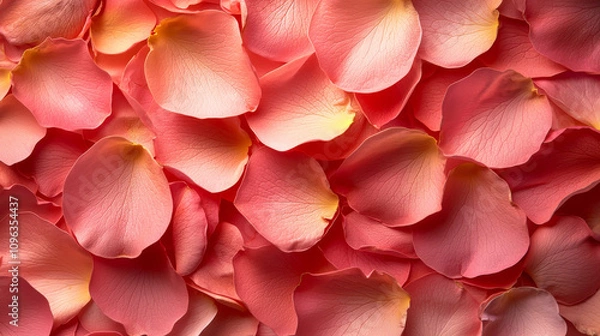 Obraz Rose petals pattern in soft pink hues, creating romantic and delicate background. gentle curves and textures evoke sense of tranquility and beauty