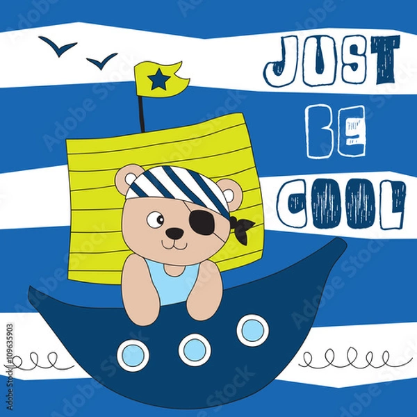 Obraz sailing on the sea teddy bear vector illustration