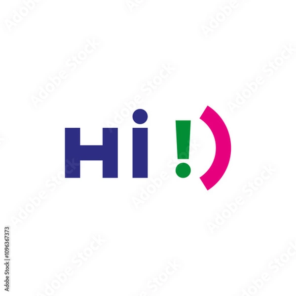 Fototapeta Hi! The welcome icon. A simple flat illustration on a white background