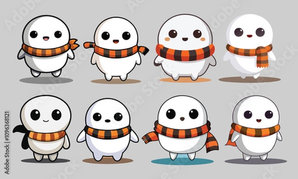 Fototapeta cute white ghost character, simple flat ghosts, cute Halloween ghosts