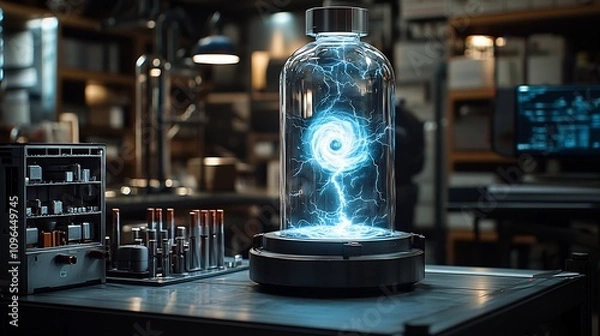Obraz Glowing Tesla Coil Spark Plasma Discharge in Laboratory Setting
