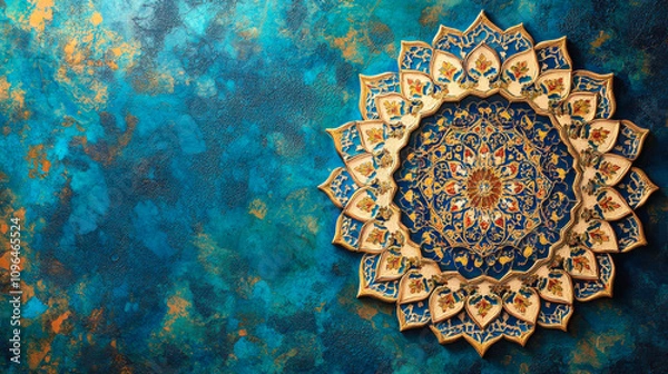 Fototapeta decorative Islamic border with intricate floral and geometric patterns