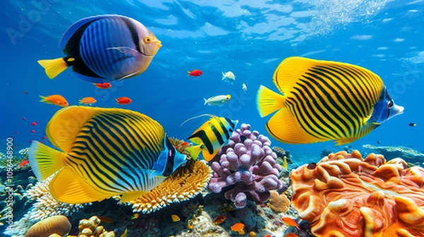 Obraz Beautiful underwater ocean view with sea fish coral plant