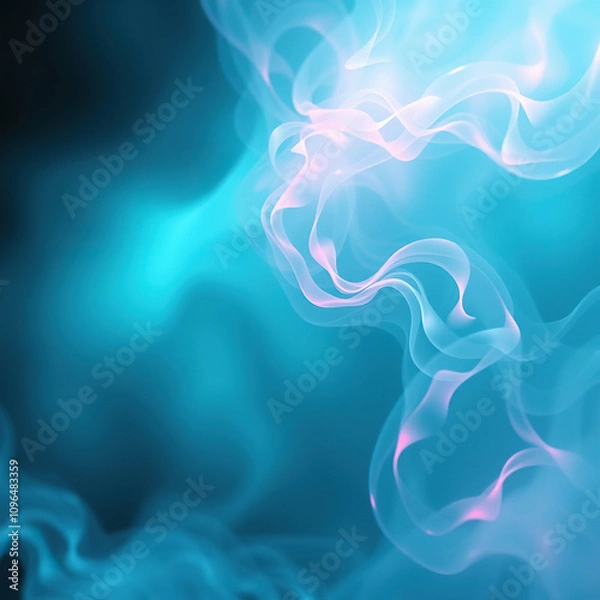 Obraz A deep teal background with intricate patterns and shapes resembling a surreal dreamscape, dynamic, fluid