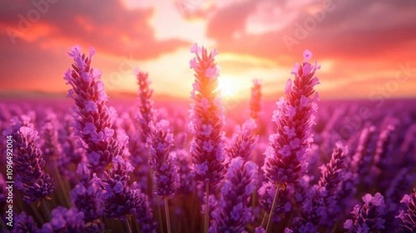 Fototapeta Lavender Field at Sunset