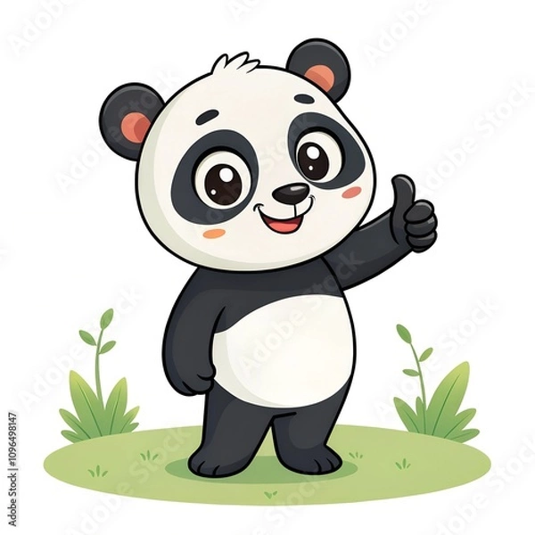 Obraz cute-panda-thumbs up simple cartoon vector