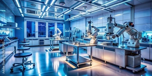 Fototapeta Advanced Biotechnology Laboratory: Cutting-edge Robotics and Instruments for Scientific Experiments in a Modern Research Facility