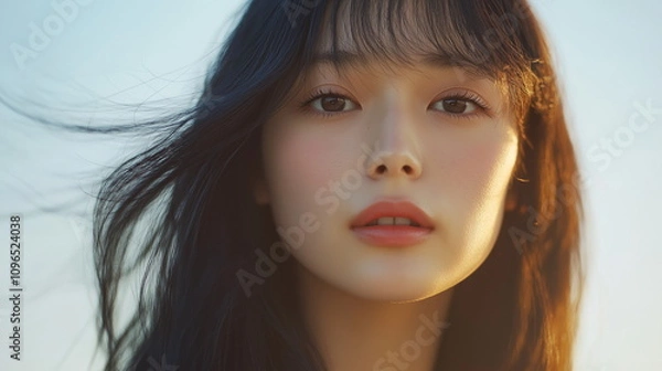 Obraz まっすぐ前を見るまなざしの日本人女性の画像