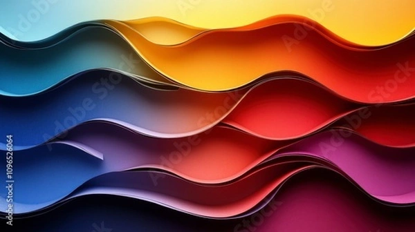 Obraz Abstract Colorful Paper Art: A Stunning Composition of Wavy Layers