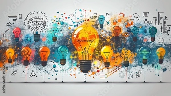 Fototapeta Diverse team brainstorming around a table, working on a new project