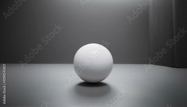 Fototapeta 둥근 흰색 공이 매끄러운 바닥 위에 놓여있는 장면
