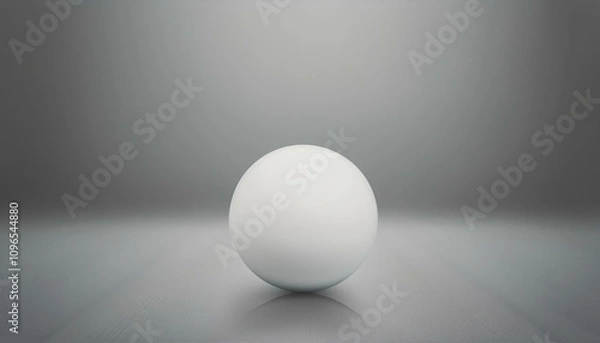 Obraz 둥근 흰색 공이 매끄러운 바닥 위에 놓여있는 장면