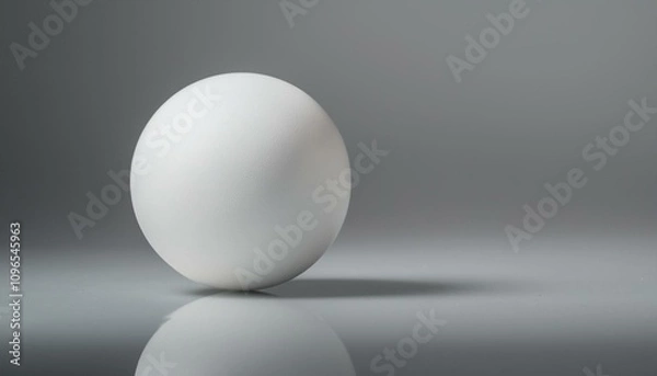 Fototapeta 둥근 흰색 공이 매끄러운 바닥 위에 놓여있는 장면