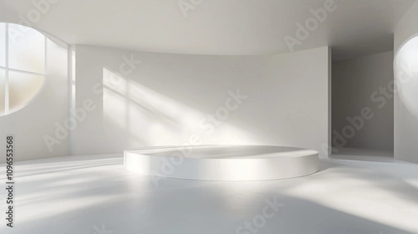 Fototapeta Modern Minimalist Space with Futuristic Lighting