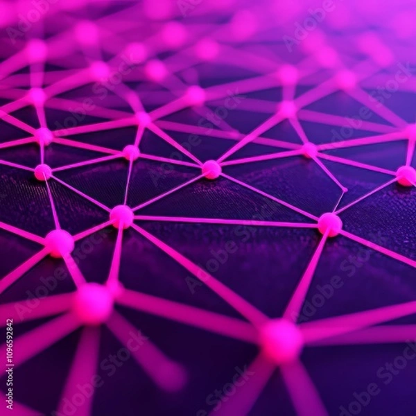Fototapeta Abstract pink network connection nodes.