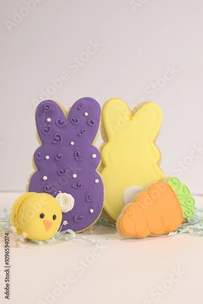 Obraz Easter sugar cookies and macarons .