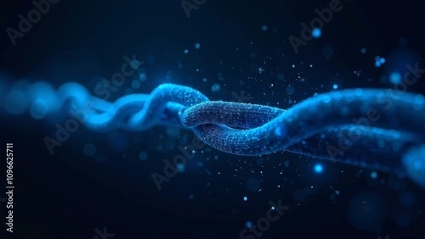 Fototapeta Digital chain linking data points symbolizing blockchain security with an intense blue glow