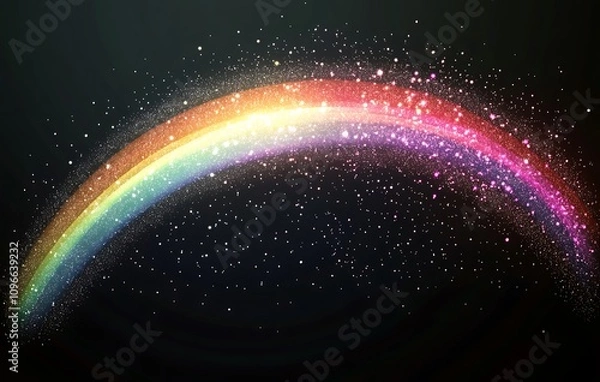 Obraz Rainbow on Transparent Background with White Sparkles, Vector Illustration for Design and Decoration, Cartoon or Fantasy Style.