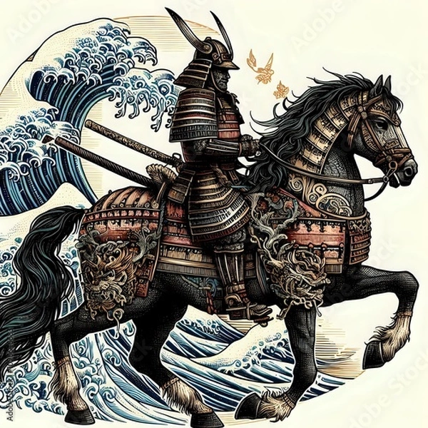 Obraz Armored Samurai on Horseback