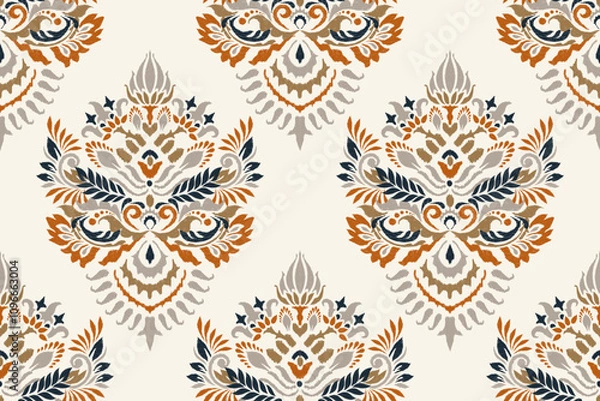 Obraz Ikat floral seamless pattern vector illustration 