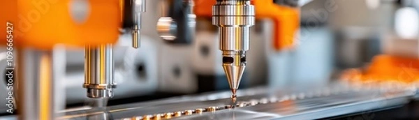 Fototapeta Advanced CNC Machine in Industrial Setting for Precision Cutting