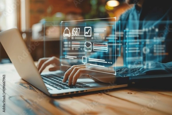 Fototapeta Efficient Business Document Management Online Survey Checklist Evaluation Digital Icons Technology