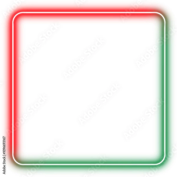 Fototapeta Neon square frame. Christmas light Border frame. Digital LED light 