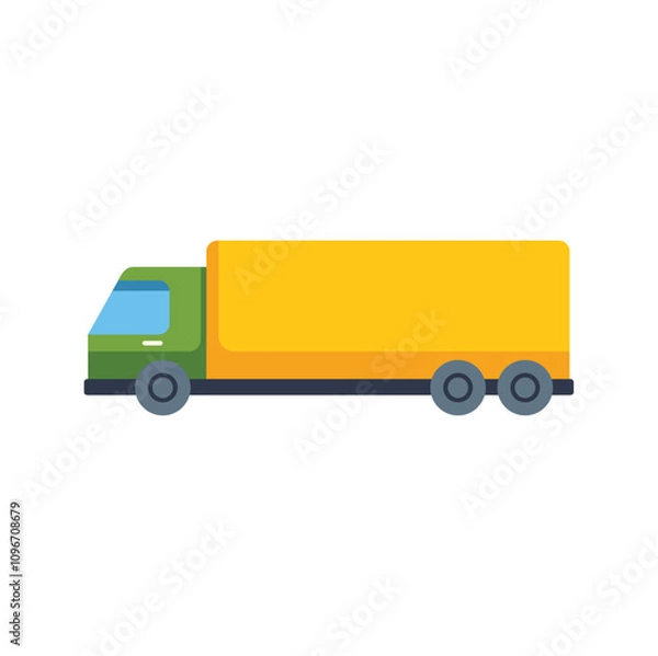 Fototapeta Simple icon of a green delivery truck transporting goods, shown in a side view