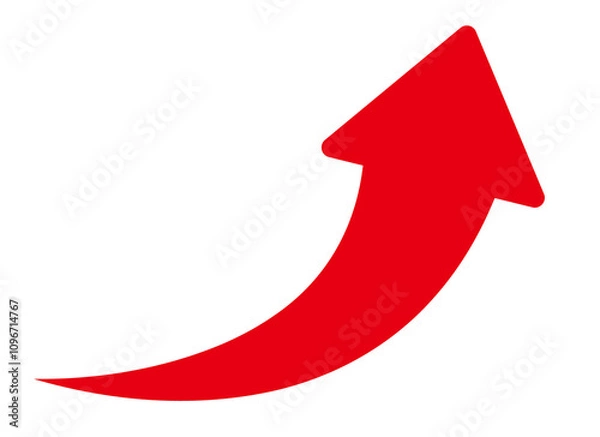 Fototapeta ビジネス資料に役立つ右上に上昇する赤い矢印のイラスト