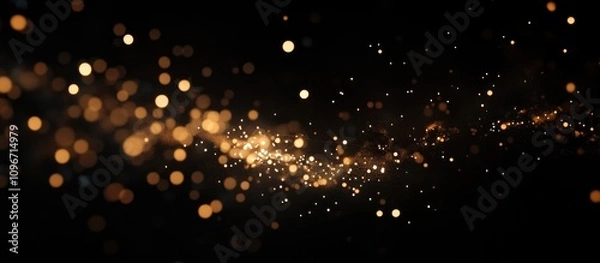 Fototapeta Stunning golden bokeh lights creating a magical atmosphere against a dark background perfect for festive celebrations and special events