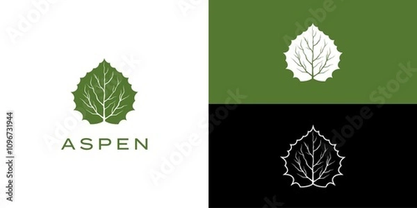 Obraz aspen leaf logo, Symbol Design Template.