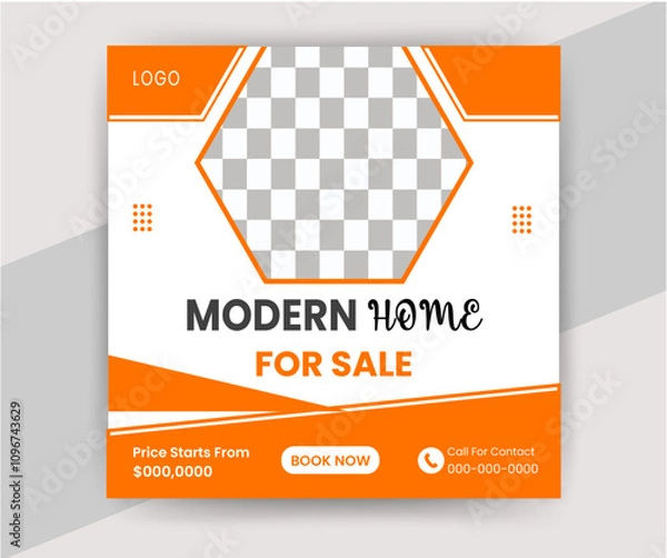Fototapeta Real estate home sale social media post square banner design template For digital marketing. Vector design .