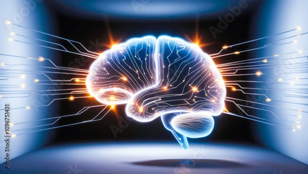 Fototapeta Human nervous system, artwork. Vagus Nerve of brain. brain anatomy
