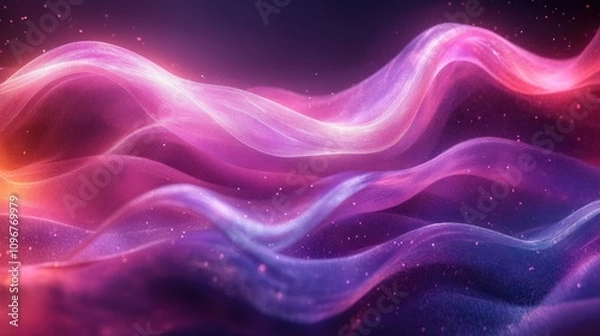 Fototapeta Abstract Pink and Purple Waves: A Digital Art Piece