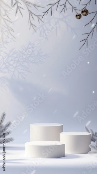Obraz 3D podium display, Christmas background for product presentation or text.