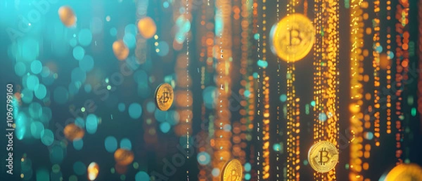 Obraz "Exploring the Future: Innovative Cryptocurrency and Blockchain Digital Illustration Revealing Cutting-Edge Financial Technology Concepts"