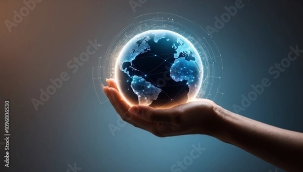 Obraz A global network connection on information security, cybersecurity, data privacy, internet governance, digital privacy.